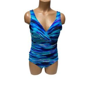 Inches Away One-Piece Slimming Swimsuit Ruched Front Women's 8 NWT‎